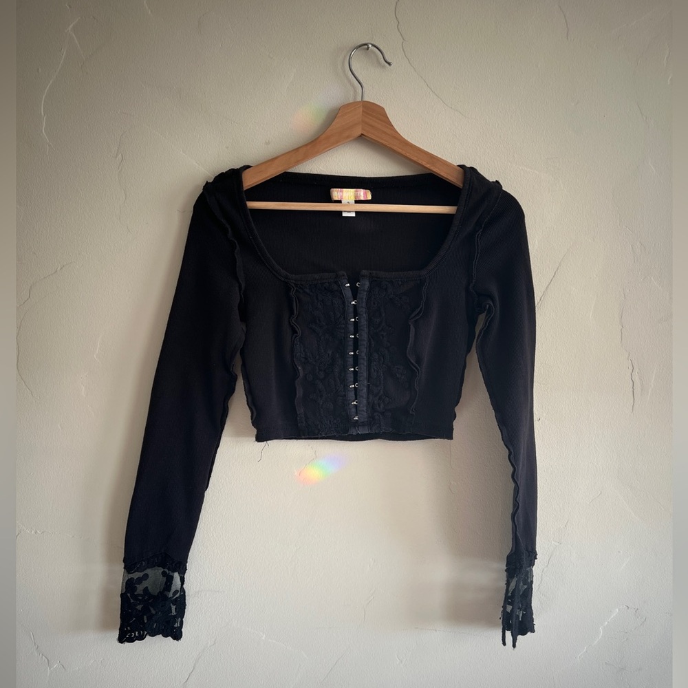 Urban Outfitters corset style crop top with lace cuffs